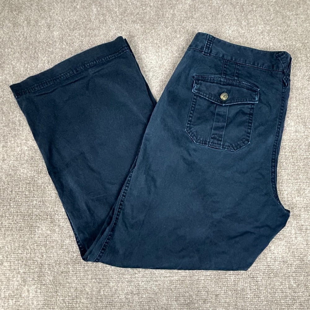 Dockers Chino Pants Womens 12 Petite Blue Twill Cotton Favourite Fit Wide‎ Leg
